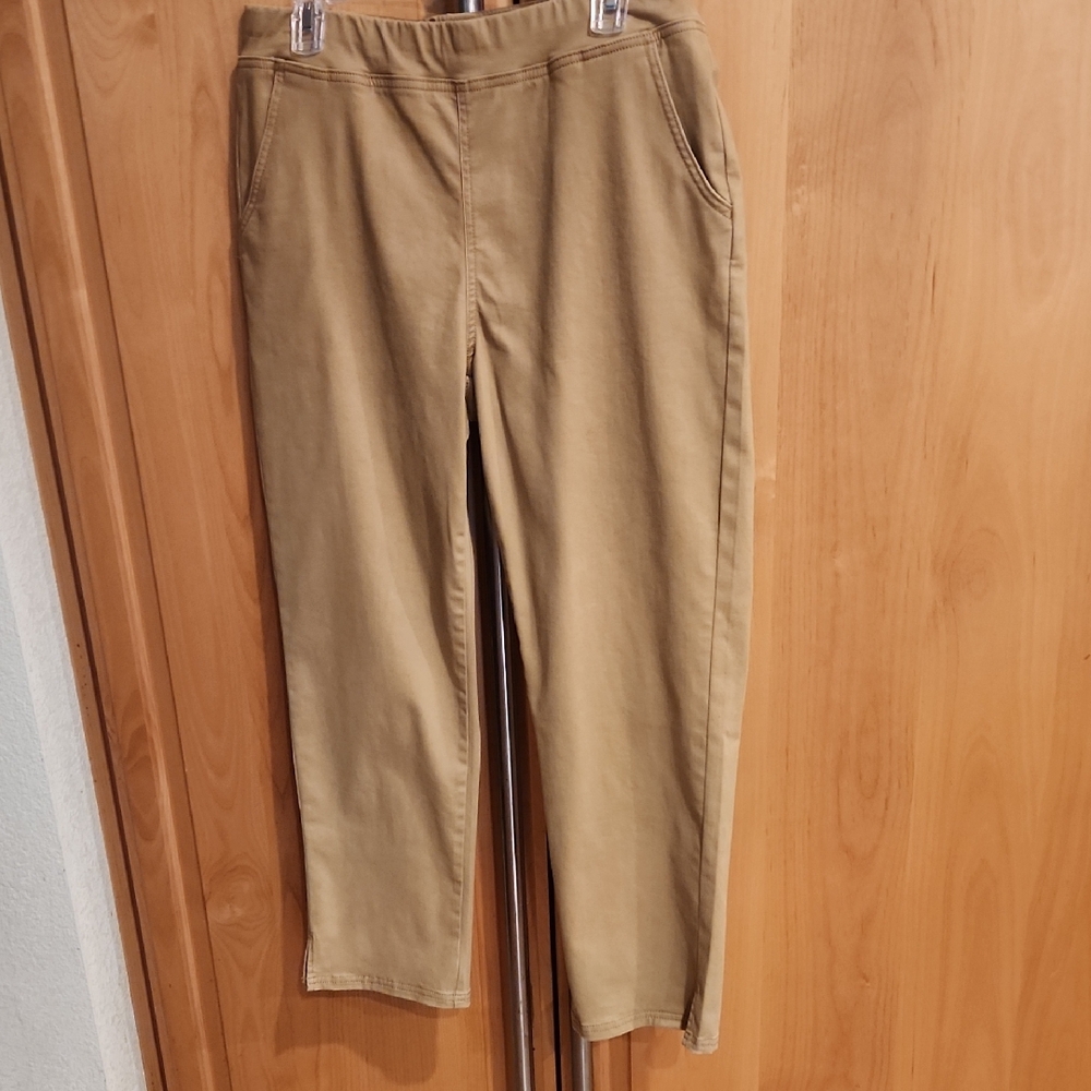HUE Womens Khaki Chino Pants Size L NWT